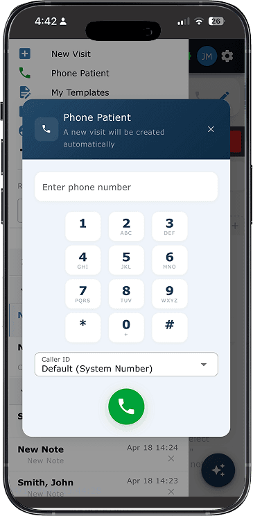 Telehealth video consultation interface on mobile